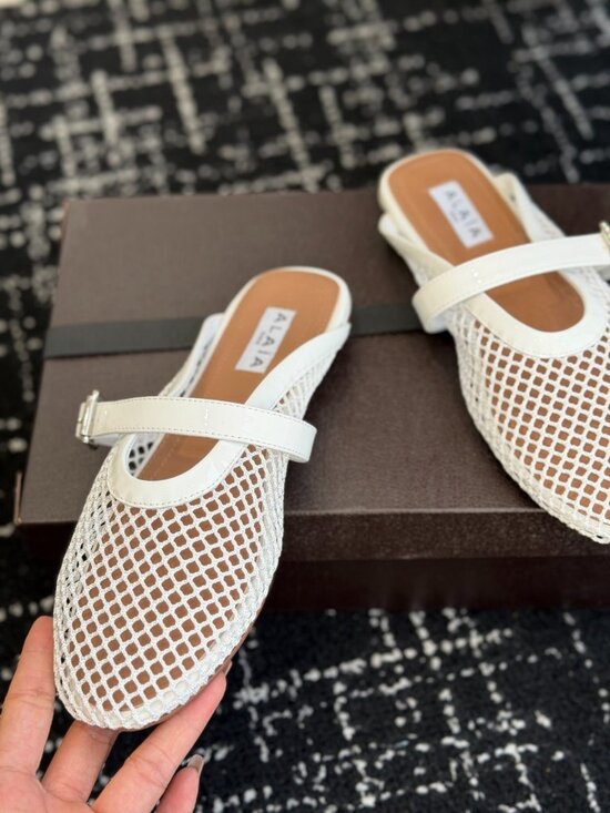 Alaïa White Mesh Mary Jane Muller Slippers - Picture 6 of 9